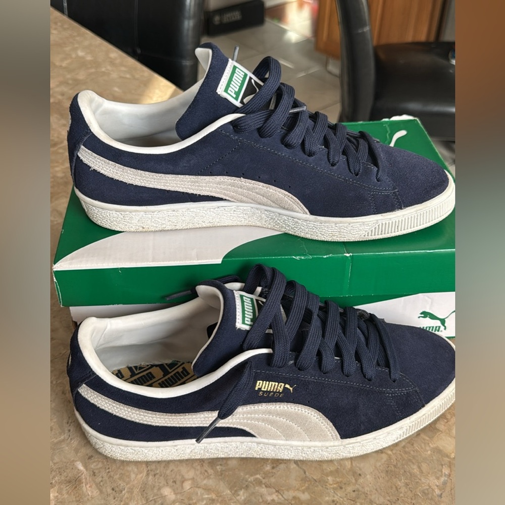 Puma Suede Classic Navy and White Sneakers